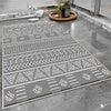 Gray White Aztec Boho Bathroom Rug Non Slip Quick Dry Bath Mat - Tribal Bohemian Geometric Floral Toilet Mat, Soft Washable Modern Decor