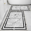 Gray White Black Marble Border Lines Bathroom Rug Non Slip Quick Dry Bath Mat - Geometric Toilet Mat, Soft Washable Modern Decor