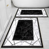 Black White Marble Design Bathroom Rug Non Slip Quick Dry Bath Mat - Geometric Toilet Mat, Soft Washable Modern Decor
