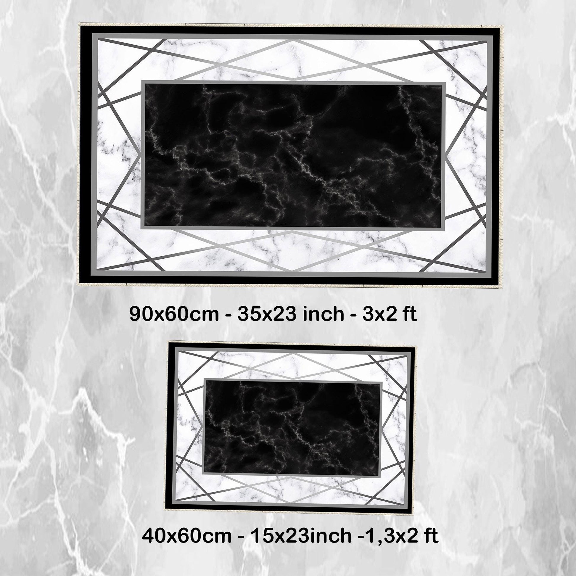 Black White Marble Design Bathroom Rug Non Slip Quick Dry Bath Mat - Geometric Toilet Mat, Soft Washable Modern Decor
