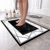Black White Marble Design Bathroom Rug Non Slip Quick Dry Bath Mat - Geometric Toilet Mat, Soft Washable Modern Decor