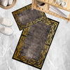 Brown Golden Lines Bathroom Rug Non Slip Quick Dry Bath Mat - Geometric Toilet Mat, Soft Washable Modern Decor