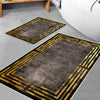Brown Golden Lines Bathroom Rug Non Slip Quick Dry Bath Mat - Geometric Toilet Mat, Soft Washable Modern Decor