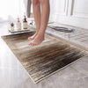 Brown Abstract Lines Bathroom Rug Non Slip Quick Dry Bath Mat - Geometric Toilet Mat, Soft Washable Modern Decor