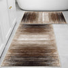 Brown Abstract Lines Bathroom Rug Non Slip Quick Dry Bath Mat - Geometric Toilet Mat, Soft Washable Modern Decor