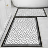 Black Border Gray Greek Key Bathroom Rug, Geometic Non Slip Quick Dry Bath Mat - Geometric Toilet Mat, Soft Washable Modern Decor