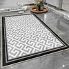 Black Border Gray Greek Key Bathroom Rug, Geometic Non Slip Quick Dry Bath Mat - Geometric Toilet Mat, Soft Washable Modern Decor