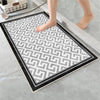 Black Border Gray Greek Key Bathroom Rug, Geometic Non Slip Quick Dry Bath Mat - Geometric Toilet Mat, Soft Washable Modern Decor