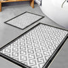Black Border Gray Greek Key Bathroom Rug, Geometic Non Slip Quick Dry Bath Mat - Geometric Toilet Mat, Soft Washable Modern Decor