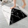Black Gray White Marble Pattern Bathroom Rug, Geometic Non Slip Quick Dry Bath Mat - Geometric Toilet Mat, Soft Washable Modern Decor