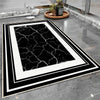 Black White Marble Border Pattern Bathroom Rug, Geometic Non Slip Quick Dry Bath Mat - Geometric Toilet Mat, Soft Washable Modern Decor