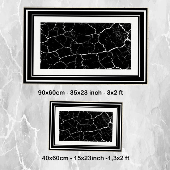 Black White Marble Border Pattern Bathroom Rug, Geometic Non Slip Quick Dry Bath Mat - Geometric Toilet Mat, Soft Washable Modern Decor