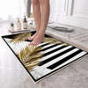 Golden Floral Black White Bathroom Rug, Geometic Non Slip Quick Dry Bath Mat - Geometric Toilet Mat, Soft Washable Modern Decor