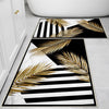 Golden Floral Black White Bathroom Rug, Geometic Non Slip Quick Dry Bath Mat - Geometric Toilet Mat, Soft Washable Modern Decor