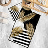 Golden Floral Black White Bathroom Rug, Geometic Non Slip Quick Dry Bath Mat - Geometric Toilet Mat, Soft Washable Modern Decor