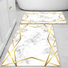 Golden Lines Marble Bathroom Rug Non Slip Quick Dry Bath Mat Geometric Washable Soft Modern Toilet Mat with Border Lines