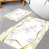 Golden Lines Marble Bathroom Rug Non Slip Quick Dry Bath Mat Geometric Washable Soft Modern Toilet Mat with Border Lines