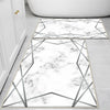 Gray White Silver Lines Marble Bathroom Rug Non Slip Quick Dry Bath Mat Geometric Washable Soft Modern Toilet Mat with Border Lines