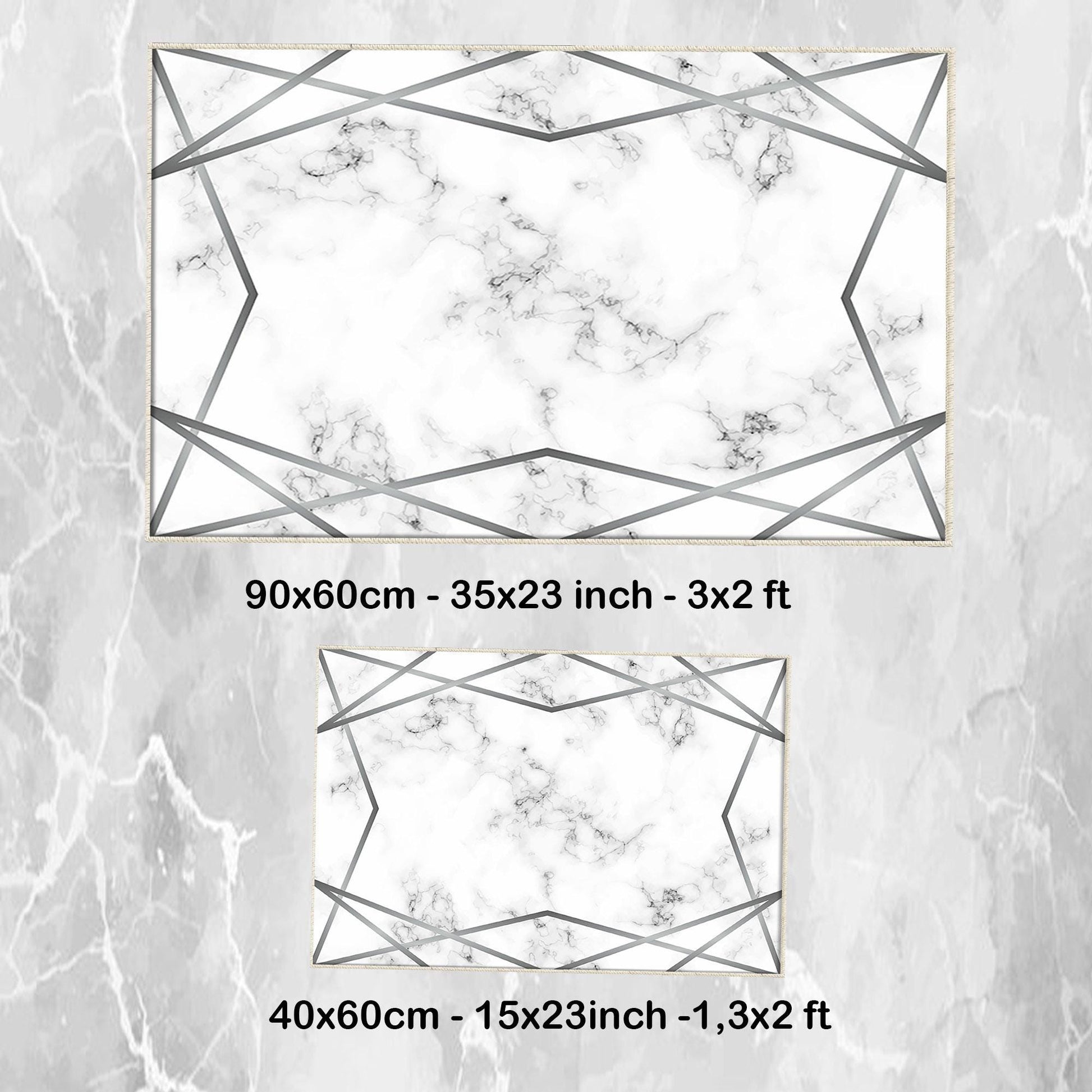 Gray White Silver Lines Marble Bathroom Rug Non Slip Quick Dry Bath Mat Geometric Washable Soft Modern Toilet Mat with Border Lines