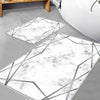 Gray White Silver Lines Marble Bathroom Rug Non Slip Quick Dry Bath Mat Geometric Washable Soft Modern Toilet Mat with Border Lines