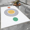 Orange Yellow Black Geometric Minimal Bathroom Rug, Non Slip Quick Dry Bath Mat, Washable Soft Modern Toilet Mat