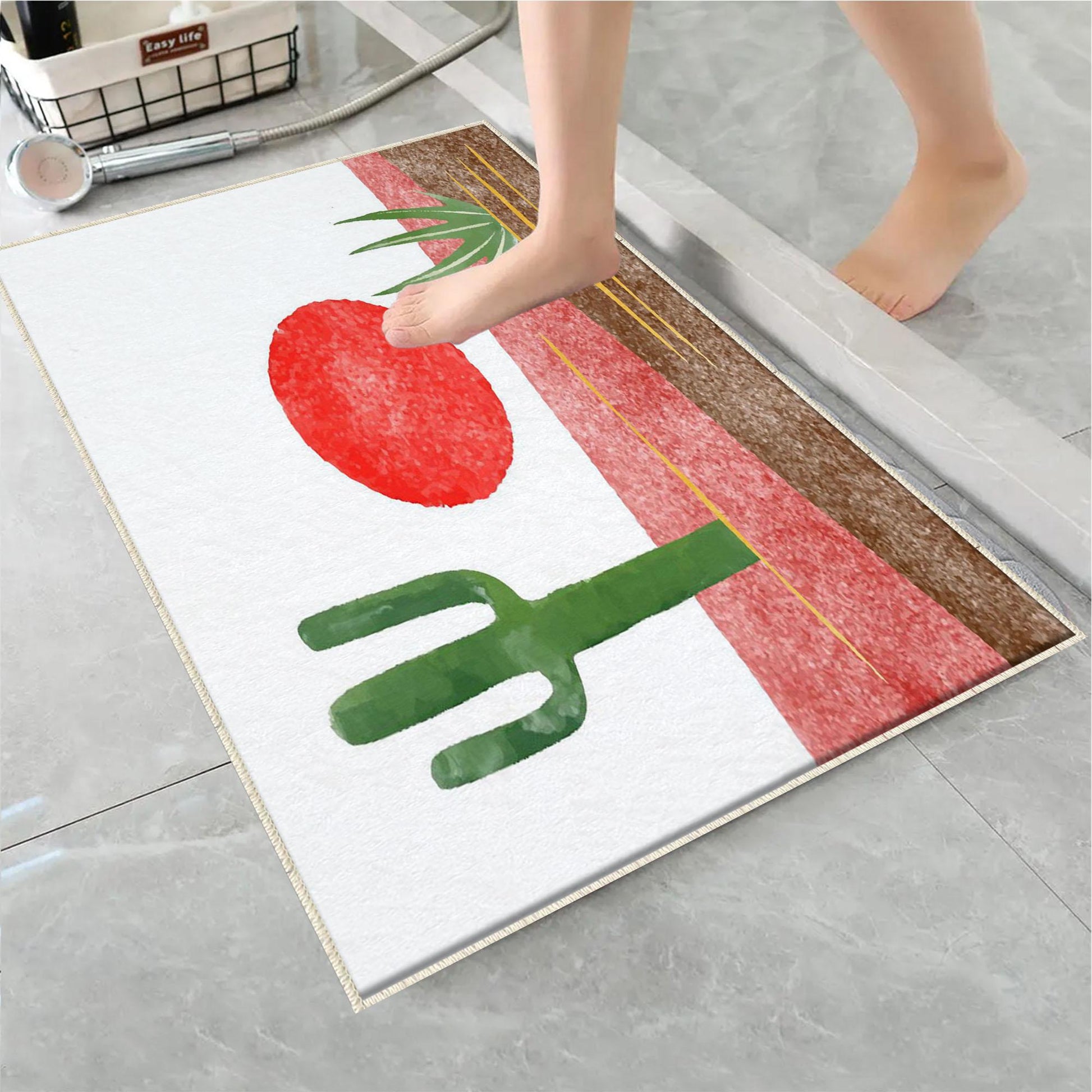 Sunset Western Cactus Bathroom Rug, Non Slip Quick Dry Bath Mat, Washable Soft Modern Toilet Mat