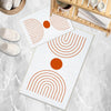 White Orange Minimal Geometric Bathroom Rug, Non Slip Quick Dry Bath Mat, Washable Soft Modern Toilet Mat