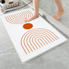 White Orange Minimal Geometric Bathroom Rug, Non Slip Quick Dry Bath Mat, Washable Soft Modern Toilet Mat