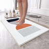 White Black Orange Minimal Geometric Bathroom Rug, Non Slip Quick Dry Bath Mat, Washable Soft Modern Toilet Mat