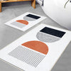 White Black Orange Minimal Geometric Bathroom Rug, Non Slip Quick Dry Bath Mat, Washable Soft Modern Toilet Mat