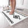 Black White Aztec Tribal Boho Geometric Bathroom Rug, Non Slip Quick Dry Bath Mat, Washable Soft Modern Toilet Mat
