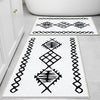 Black White Aztec Tribal Boho Geometric Bathroom Rug, Non Slip Quick Dry Bath Mat, Washable Soft Modern Toilet Mat