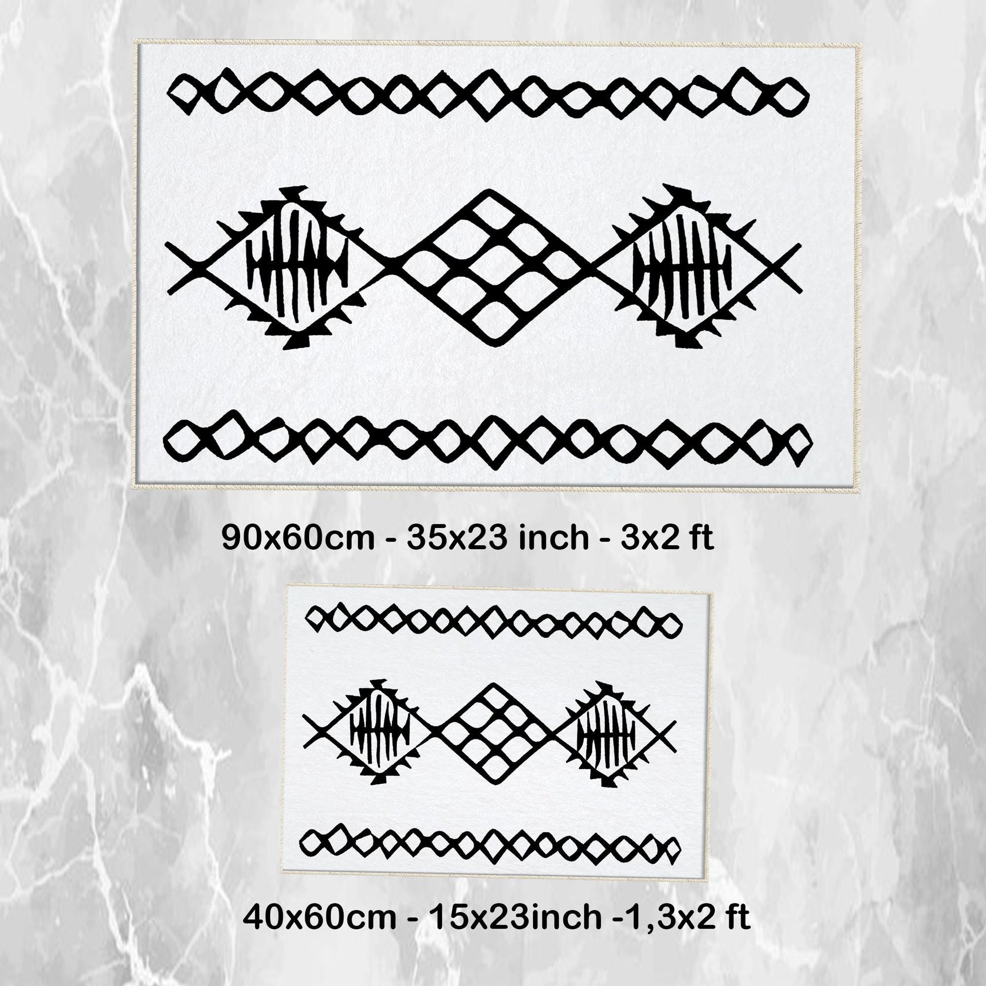 Black White Aztec Tribal Boho Geometric Bathroom Rug, Non Slip Quick Dry Bath Mat, Washable Soft Modern Toilet Mat