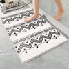Black White Aztec Tribal Boho Geometric Bathroom Rug, Non Slip Quick Dry Bath Mat, Washable Soft Modern Toilet Mat