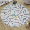 Round City Road Kids Play Mat|Car Road Nursery Rug|Traffic Activity Rug|Anti-Slip Toddler Rug|Washable Playroom Carpet with pillow case gift