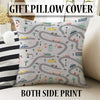 Round City Road Kids Play Mat|Car Road Nursery Rug|Traffic Activity Rug|Anti-Slip Toddler Rug|Washable Playroom Carpet with pillow case gift
