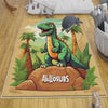 Round Dinosaurs Themed Nursery Room Rug, Washable Non-Slip Jurassic Rug Gift For Kids, Baby Room Gift, Kids Room Decor with pillow case gift