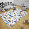 Round Road Construction Vehicles Kids Room Rug-Crane Bulldozer Excavator Mat-Heavy Equipment Playmat-Nursery Carpet with pillow case gift