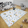 Round Road Construction Vehicles Kids Room Rug-Crane Bulldozer Excavator Mat-Heavy Equipment Playmat-Nursery Carpet with pillow case gift