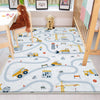 Round Road Construction Vehicles Kids Room Rug-Crane Bulldozer Excavator Mat-Heavy Equipment Playmat-Nursery Carpet with pillow case gift