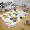 Round Road Construction Vehicles Kids Room Rug-Crane Bulldozer Excavator Mat-Heavy Equipment Playmat-Nursery Carpet with pillow case gift