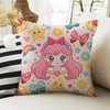 Kids Room Decor Cute Pink Castle Pillow Covers, Bold Nursery Cushion & Decorative Girls Throw Pillowcases for Playroom