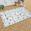 Round Road Construction Vehicles Kids Room Rug-Crane Bulldozer Excavator Mat-Heavy Equipment Playmat-Nursery Carpet with pillow case gift