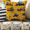 Kids Room Decor Construction Equipment Pillow Covers, Bold Nursery Cushion & Decorative Children Throw Pillowcases for Playroom