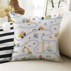 Kids Room Decor Construction Equipment Road Play Pillow Covers, Bold Nursery Cushion & Decorative Children Throw Pillowcases for Playroom