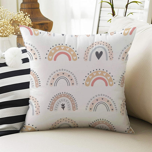 Kids Room Decor Colorful Pink Rainbow Clouds Pillow Covers, Bold Nursery Cushion & Decorative Children Throw Pillowcases for Playroom