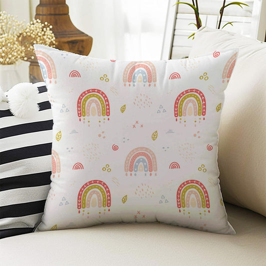 Kids Room Decor Boho Colorful Pink Rainbow Clouds Pillow Covers, Bold Nursery Cushion & Decorative Children Throw Pillowcases for Playroom