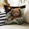Kids Room Decor Cute Bear Animal Pillow Covers, Bold Nursery Cushion & Decorative Children Throw Pillowcases for Playroom