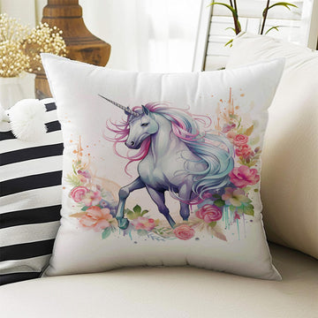 Kids Room Decor Cute Unicorn Hose Animal Pillow Covers, Bold Nursery Cushion & Decorative Children Throw Pillowcases for Playroom