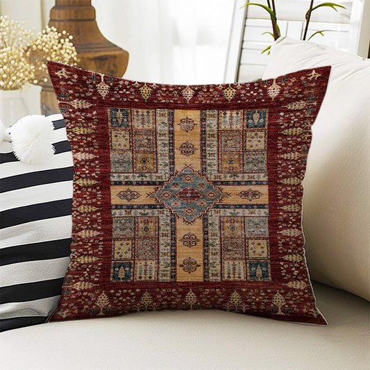 Rug Design Pillow Covers - Turkish Kilim Pattern Cushion Case, Ethnic Print Throw Pillow, Vintage Style Accent Pillow Covers